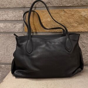 Maxima Milano Italian Pebbled Black Leather Tote Bag Black Made in Italy